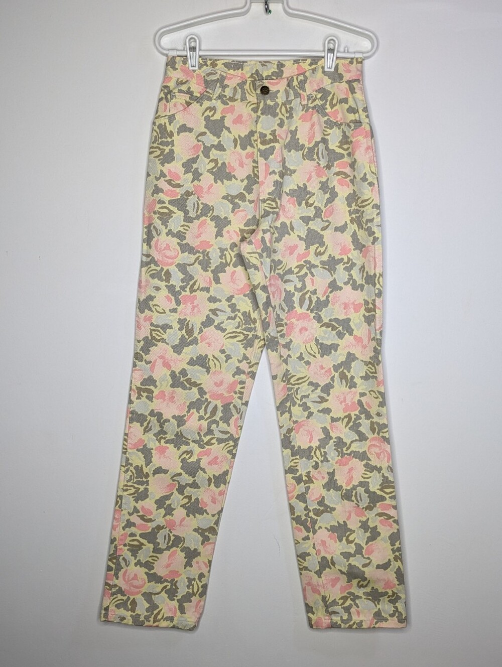 Vintage Yes Wear Yellow Pink Floral High Rise Denim Jean 12